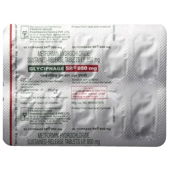 glyciphage sr 850mg tablet 10's